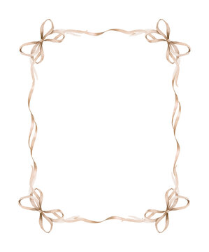 Frame of vintage brown ribbons and bows.