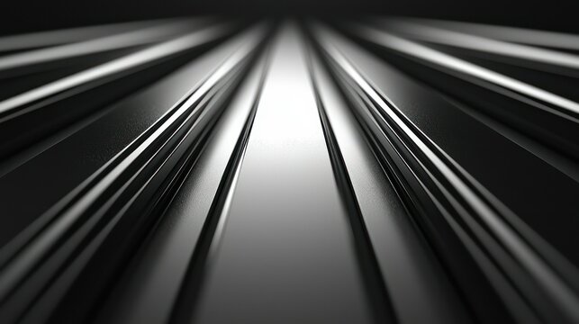 Metallic bars converge to a shining vanishing point