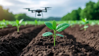 Autonomous Drones Planting Trees in a Reforestation Project with Emerging Sprouts