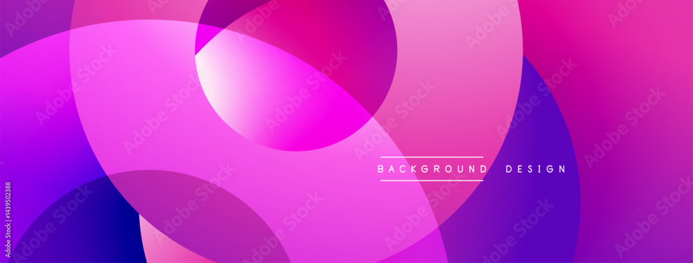 Poster abstract vibrant circles overlap. pink, purple hues create modern background. smooth gradients offer