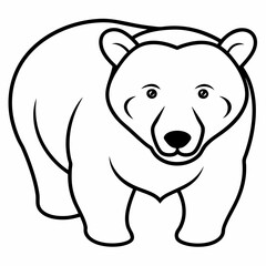 Naklejka premium Cute Bear Line Drawing Illustration