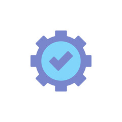 Symbolic Icon of a Gear with a Checkmark Representing Quality Control and Efficiency in Business and Technology Environments