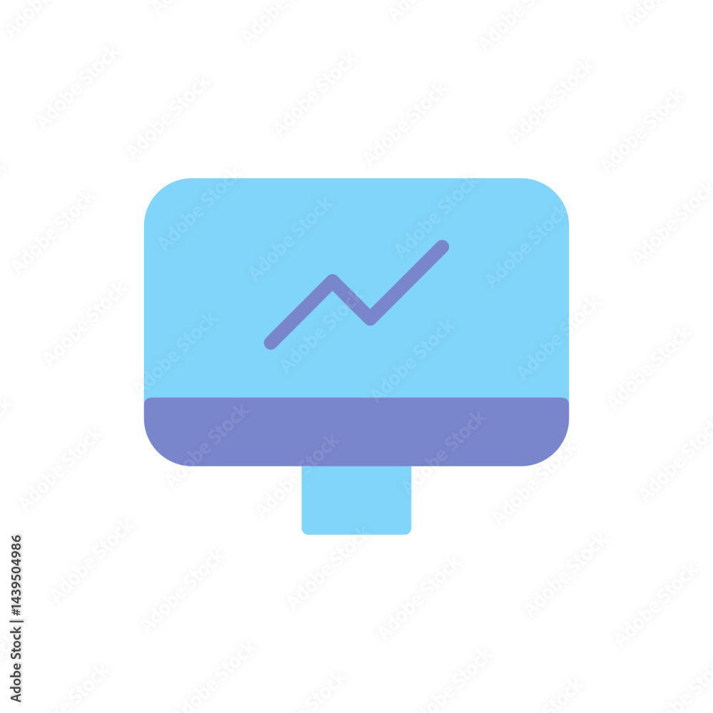 Poster analytics icon presenting growth metrics on a computer screen representing internet marketing and se