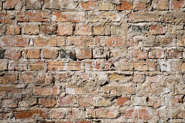 brown background, photo texture of old brick wall