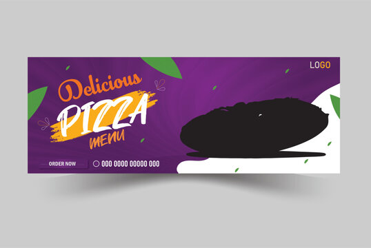 Facebook cover banner food advertising discount  pizza sale offer template social media cover design vector 