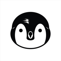Penguin Silhouette Icon in Black and White