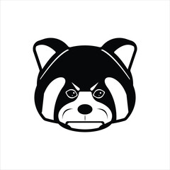 Red Panda Silhouette Icon in Black and White