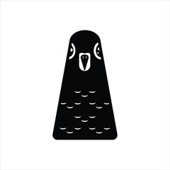 Pigeon Bird Silhouette Icon in Black and White