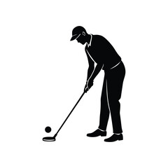 Golfer Bending to Tap Ball Into the Hole