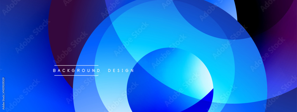 Aufkleber abstract blue design features overlapping circles. gradient shades create depth, modern aesthetic. m