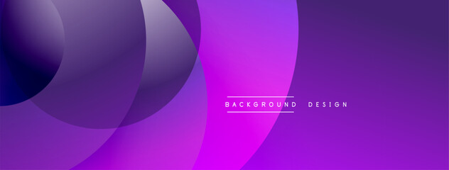 Abstract purple design features overlapping circles, gradients. Modern aesthetic suitable for backgrounds, presentations. Minimalist composition.