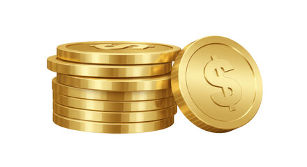 Isolated Stack of Golden Coins