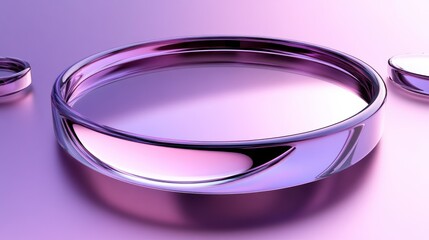 Three circular objects with reflective surfaces are rendered on a surface