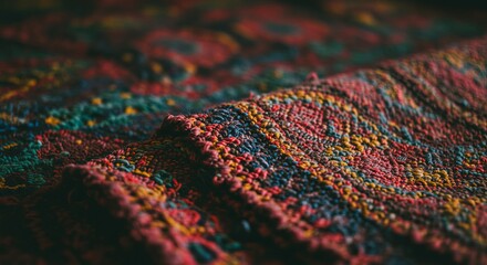 Obraz premium A colorful rug with a pattern of squares and circles