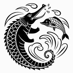 Makara Mythical Creature Vector Illustration