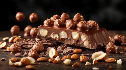 Obraz premium Chocolate, almonds, hazelnuts, delectable treats abound
