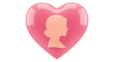 Isolated Silhouette of Woman in Pink Heart