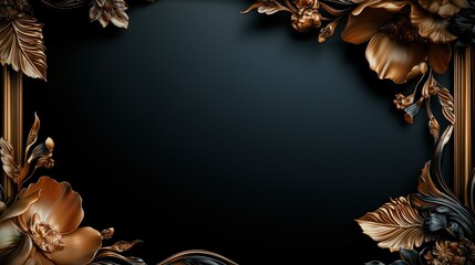 Ornate gold floral frame on dark background