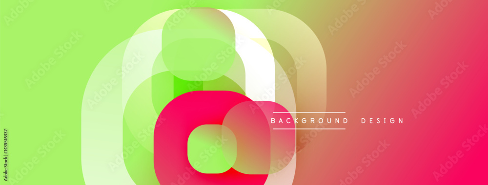 Aufkleber Abstract colorful background. Overlapping circles create dynamic visual effect. Gradient transitions from green to red. Modern design element.