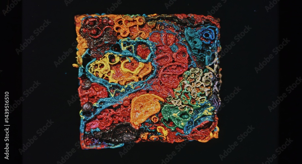 Poster a colorful piece of art with a lot of different colors and shapes