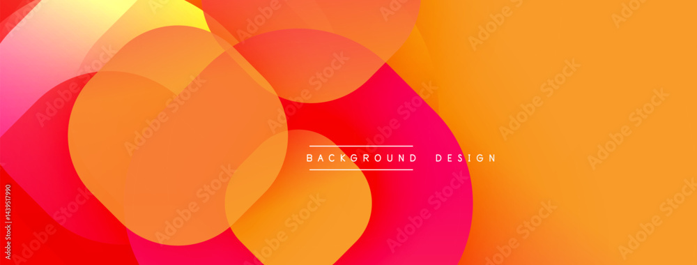 Poster Abstract vibrant background. Overlapping shapes create warm color gradients, ranging from yellow to magenta. Modern design element.