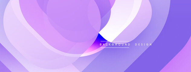 Abstract purple design features overlapping circles. Soft gradients create flowing, modern aesthetic. Minimal text present.