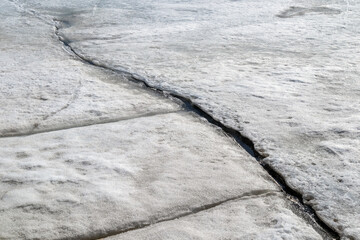 cracks on the melting sea ice surface