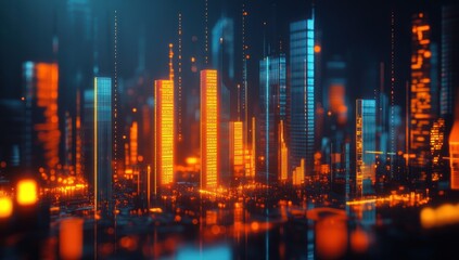 Fototapeta premium Futuristic digital city skyline