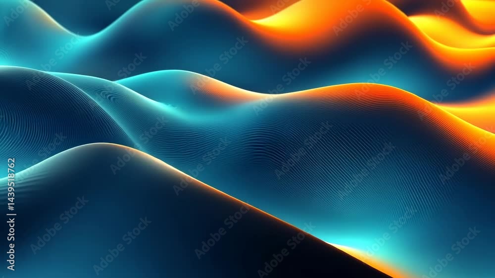 Poster vibrant undulating waves in dynamic gradient abstract animation