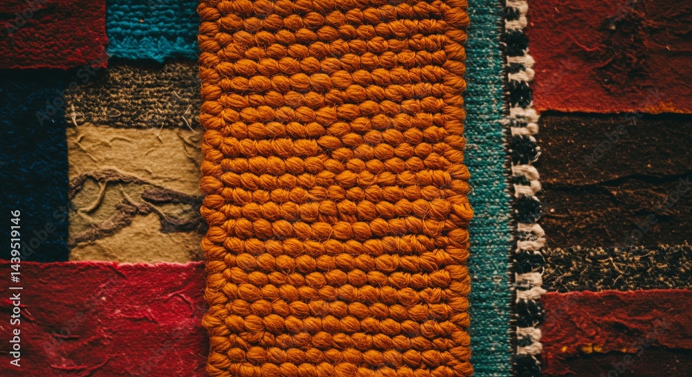 Poster the orange piece is surrounded by other colors and has a fuzzy texture