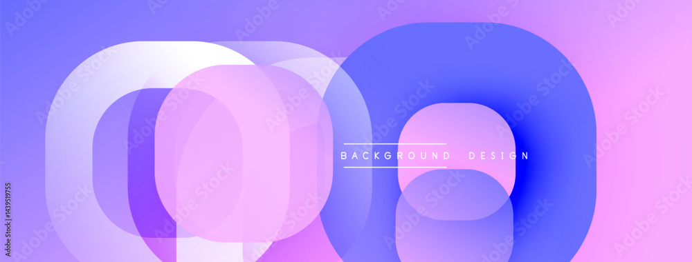 Poster abstract circles overlap, creating vibrant gradients. purple, blue, pink hues blend seamlessly. mode