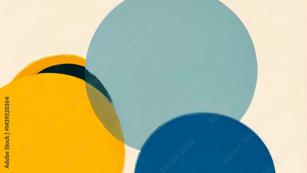 Poster colorful geometric circles overlap and transform in dynamic motion sequence