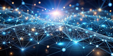 Obraz premium Blue and white image of a network of lines