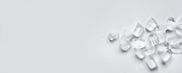 Melting ice cubes on a white background