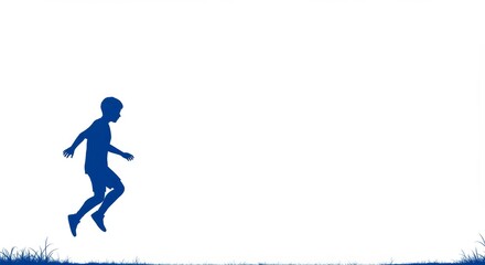 Boy jumping in summer camp against a white background for the presentation  