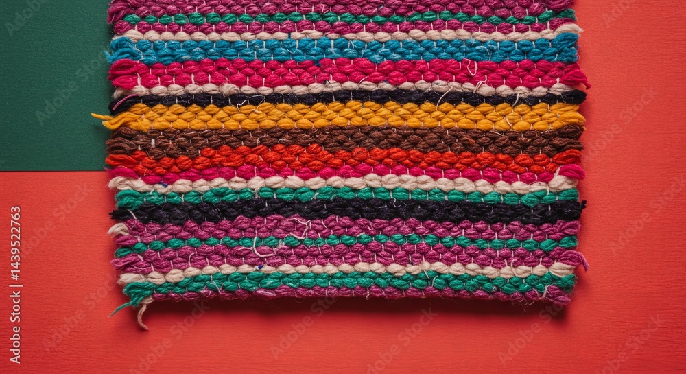 Poster a colorful rug with a red background