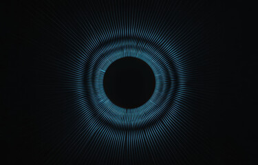 Mesmerizing circular pattern with radiating lines shades of blue against dark background, creating sense of depth and movement