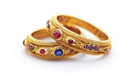Exquisite Gold Rings with Ruby and Sapphire Accents