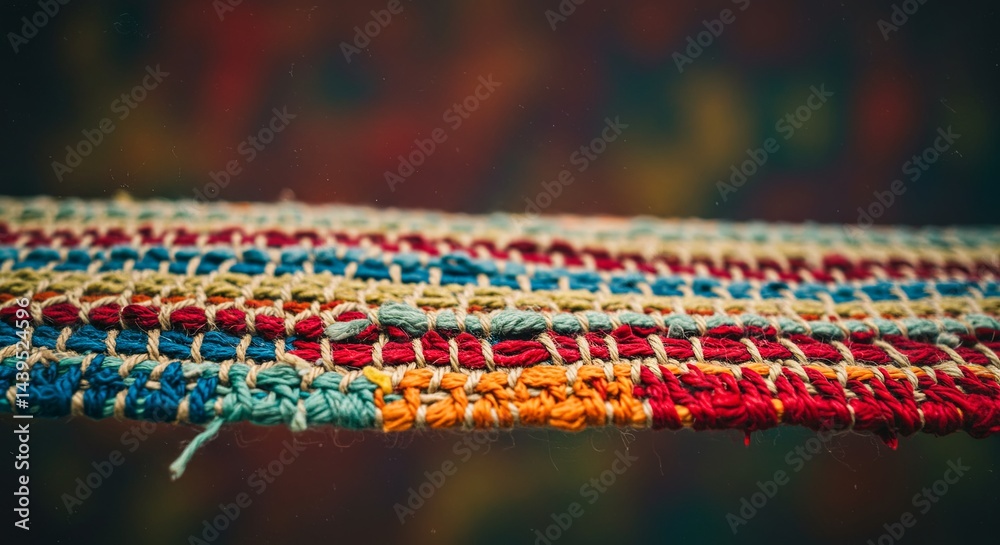 Poster a colorful piece of cloth with a red stripe