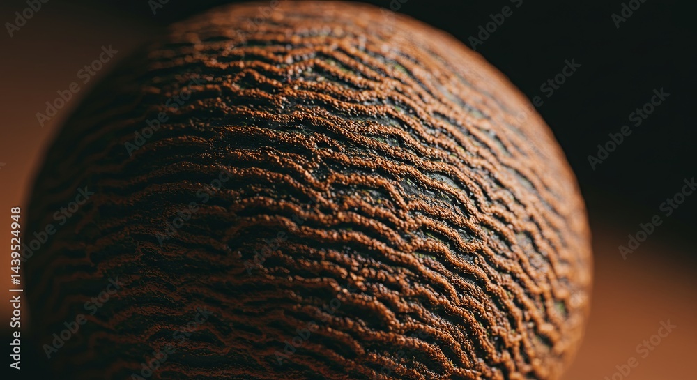 Poster A close up of a brown and black object with a rough texture