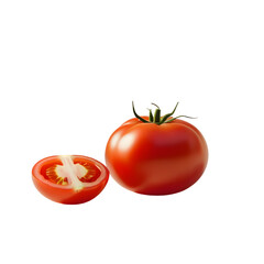 Fresh, ripe red tomato, a healthy and juicy fruit, isolated on a white background