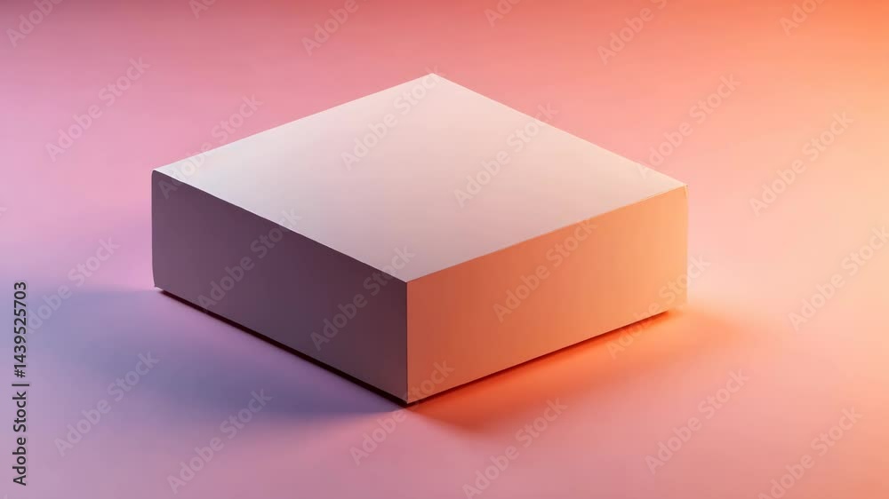 Poster rotating geometric cube in dynamic gradient lighting