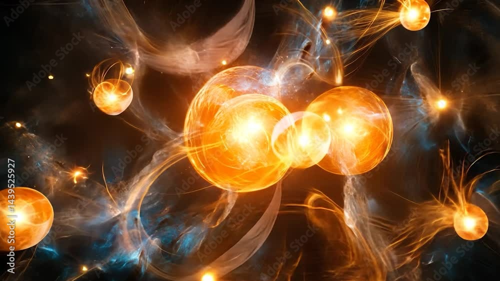 Poster abstract glowing orbs in a cosmic display.