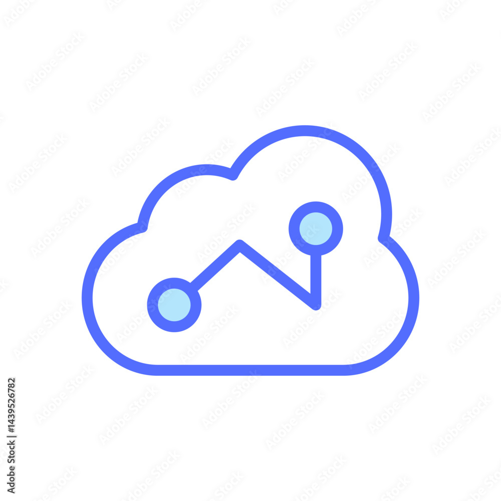 Poster cloud-based data analytics icon representing internet marketing strategy and growth through digital 