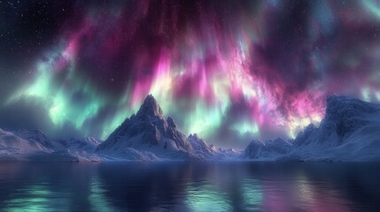 A breathtaking aurora borealis over a frozen landscape.