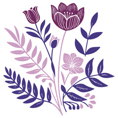 Abstract botanical sketch. One line flower art. Minimalist floral pattern. Hand drawn leaves. Contemporary cushion design.

