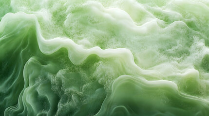 Fototapeta premium Abstract green swirls create a mesmerizing visual texture. The soft, flowing lines and varying shades of green evoke a sense of calm and serenity.