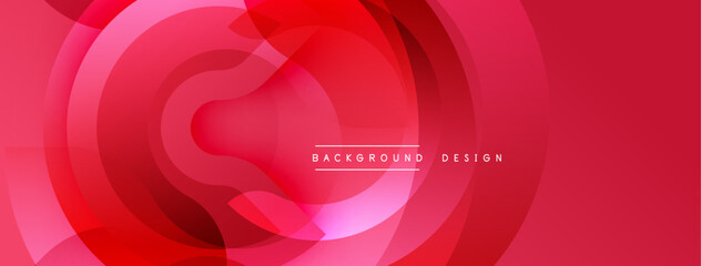 Abstract red layers create dynamic circular pattern. Modern design element for backgrounds, presentations. Smooth gradients visible.