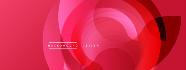 Abstract red layers create dynamic visual effect. Smooth curves overlap, forming modern background design. Minimalist style.