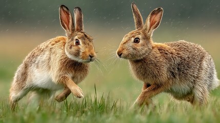 Fototapeta premium Rabbits in Field
